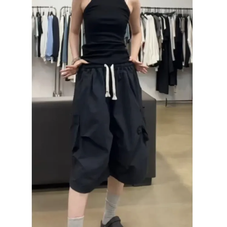 2025夏季新款高腰显瘦大码阔腿显瘦鼓包工装五分裤