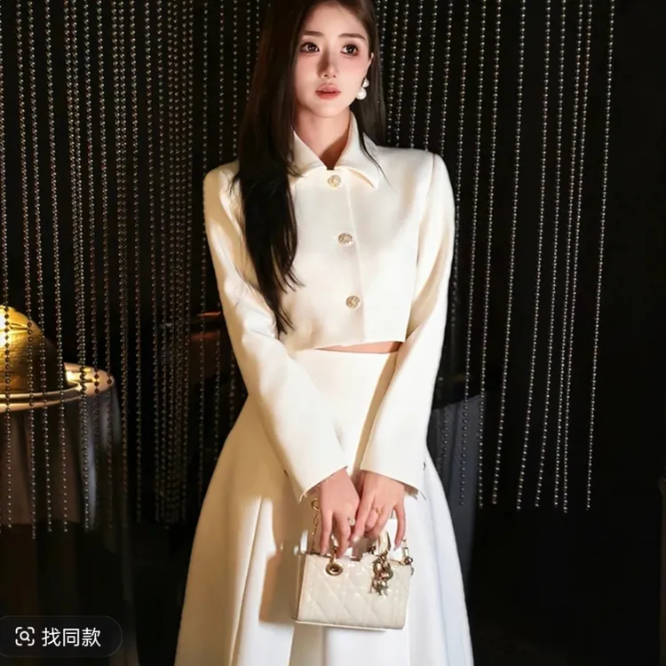 冰冰来了 赵露思许妍许我耀眼同款千金感小香高腰裙套装7670诺