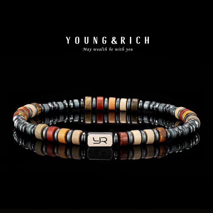 YOUNG&RICH毕加索赤铁矿手串4mm波西米亚ins小众饰品精致勇气手链
