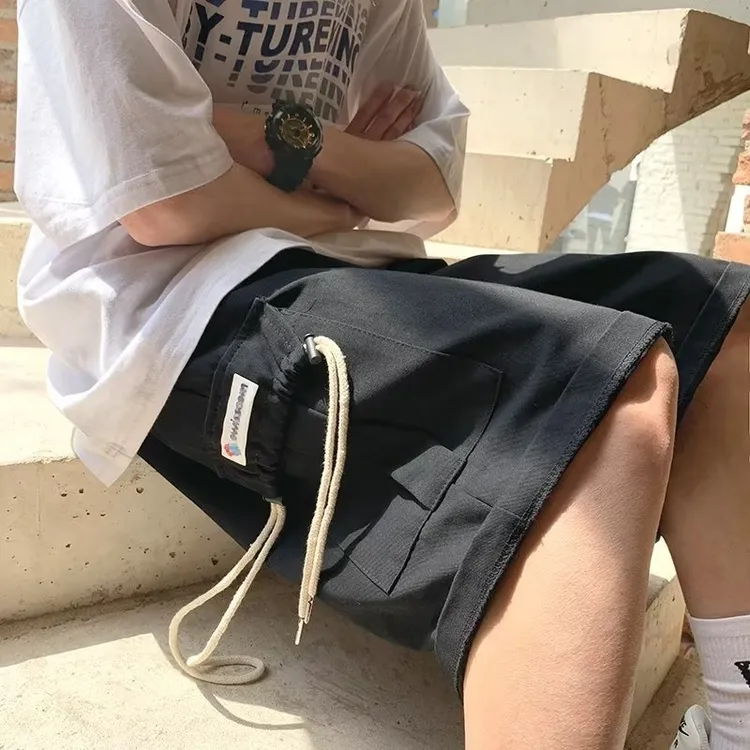 日系工装短裤男夏季薄款潮牌运动五分裤子克莱因蓝大口袋休闲中裤