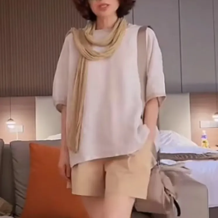 100亚麻慵懒风休闲短袖T恤百搭运动夏季春夏吸汗极简风纯色zh0002