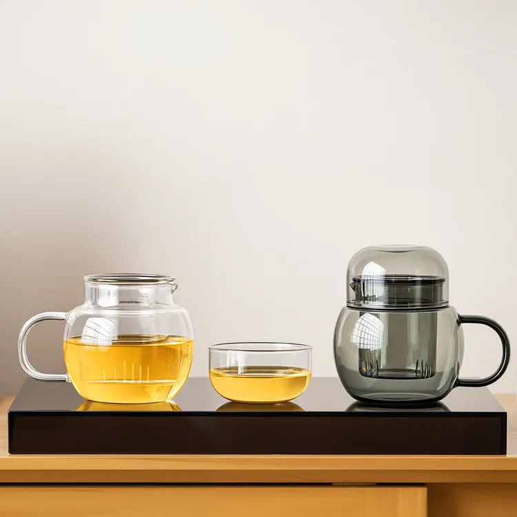 煌山2025新款一人饮玻璃茶壶家用办公泡茶小壶单人茶具茶水分离壶