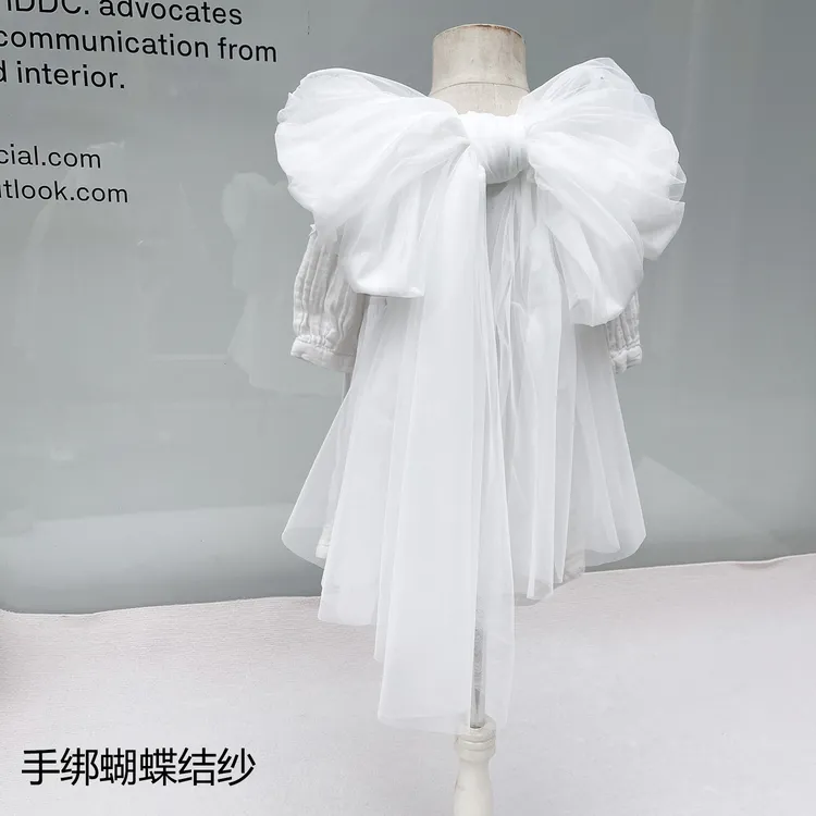 非金属布艺胸针 梦中的蝴蝶结上衣手绑纱连衣裙蝴蝶结胸针白色装