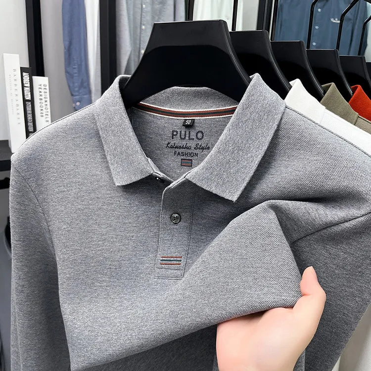 【新疆棉长袖】男士POLO衫秋冬季保暖棉长袖商务休闲纯色宽松上衣潮