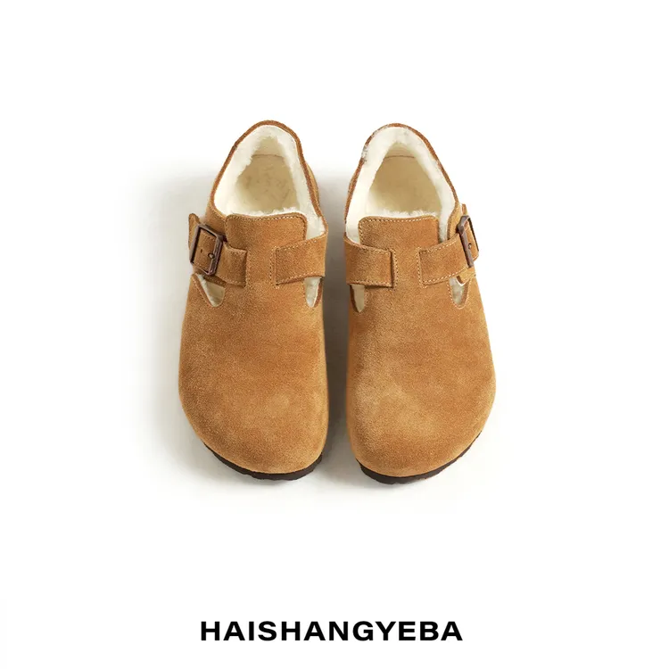 【海上叶爸】新款2025秋冬百搭牛反皮厚款加绒包跟勃肯鞋