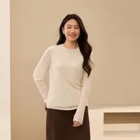 【简约气质百搭针织衫】纤莉秀W大码女装优雅圆领内里抓毛QK4423