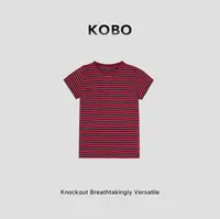 【KOBO】红树林夏季新款减龄百搭圆领条纹短袖T恤女  D7166