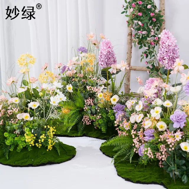 假花仿真花摆设莫奈花园造景服装店橱窗装饰场景布置摆件紫色花艺
