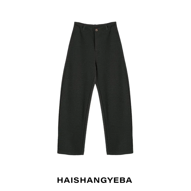 【海上叶爸】新款2025秋冬百搭羊毛中高腰休闲豹纹直筒裤