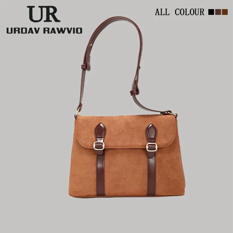 URDAV RAWVIO大容量通勤斜挎邮差包热巴同款包包女2025新款单肩包