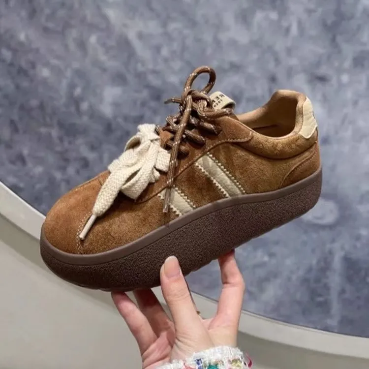 厚底超火运动复古德训鞋子女2025春秋新款爆款休闲鞋女面包板鞋女