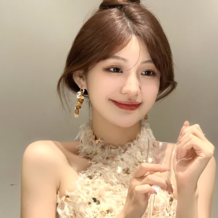 FULL GIRLISH耳环00787法式树叶流苏耳钉耳饰