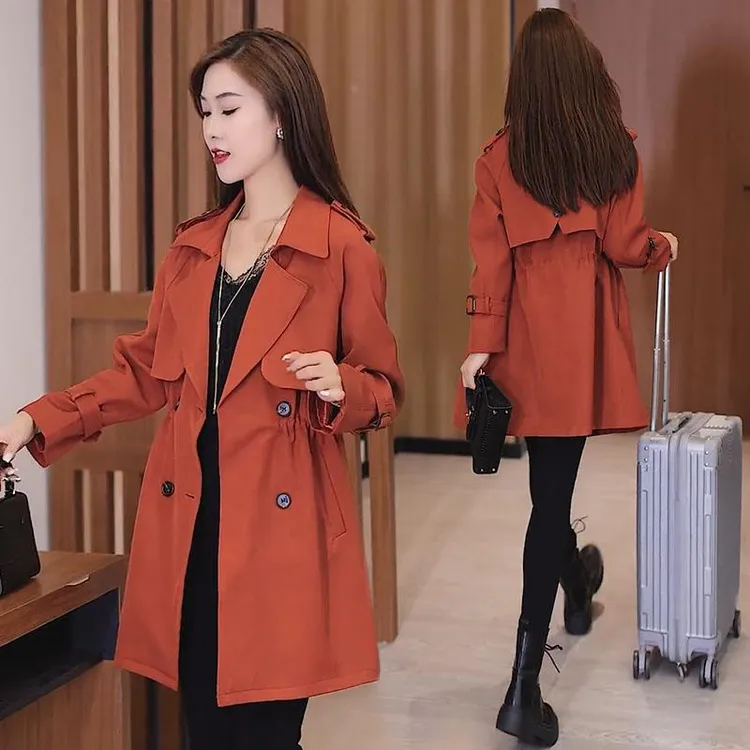 气质中长款风衣外套女2025秋季新款英伦风双排扣收腰显瘦春秋大衣
