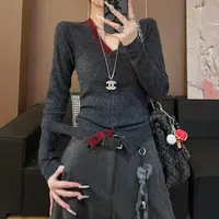【LLU李】设计感撞色针织衫修身显瘦开衫百搭外套上衣 LLU-9251824