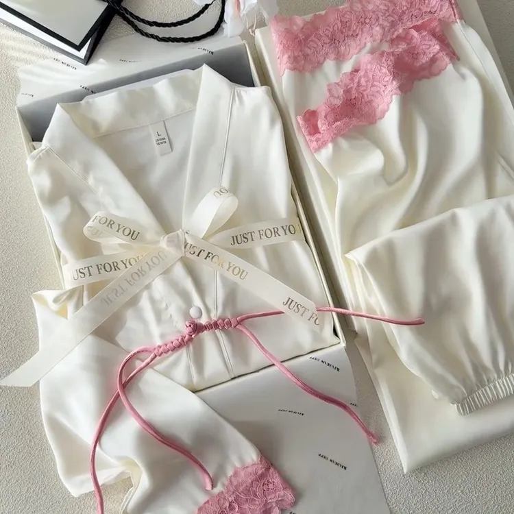 【新中式国风】冰丝长袖睡衣女春夏新款气质少女高级2025家居服套装