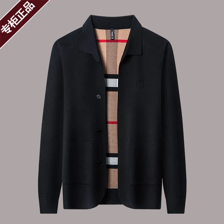 【六哥专属 奥莱撤柜】春秋冬新款男士开衫绵羊毛翻领纯色针织外套