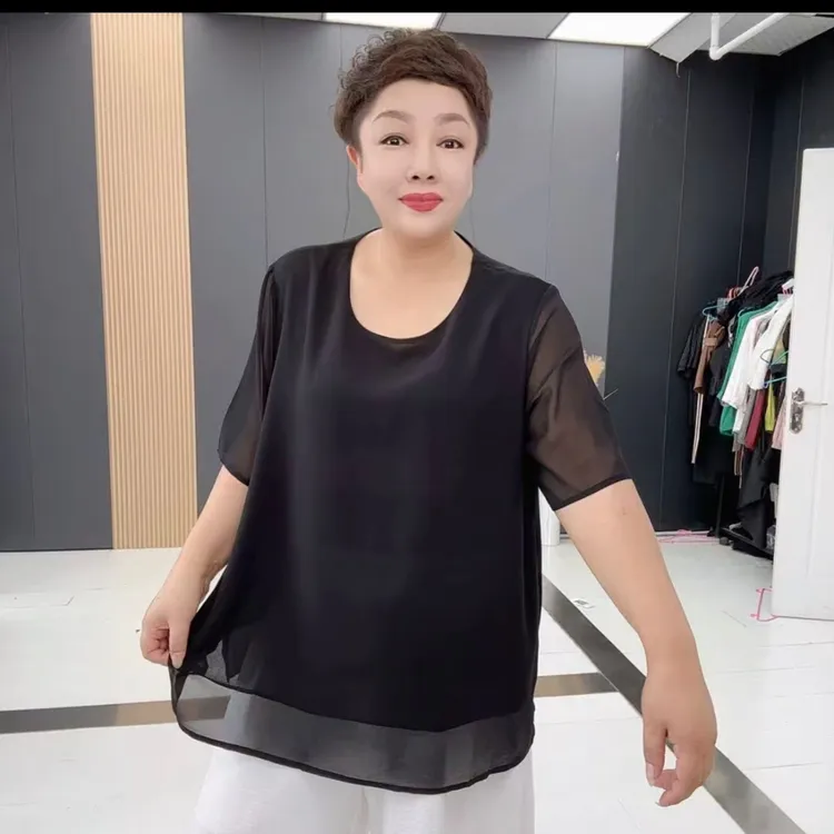 3112夏季薄款显瘦百搭时尚净版圆领短袖上衣