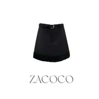【ZACOCO】通勤薄款高腰百搭气质休闲显瘦蕾丝花边半身裙3383