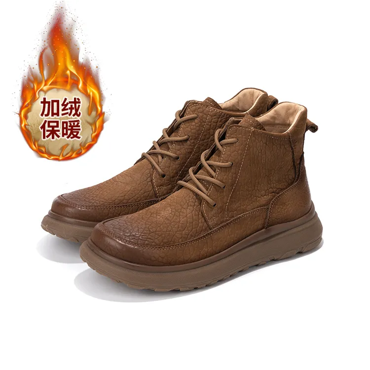 厚底高帮休闲冬季加绒男款马丁靴休闲风百搭中帮耐磨圆头7866-15