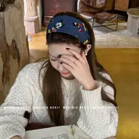 木子秋韩系牛仔卡通米奇宽边发箍高级感时髦洋气复古简约百搭头箍