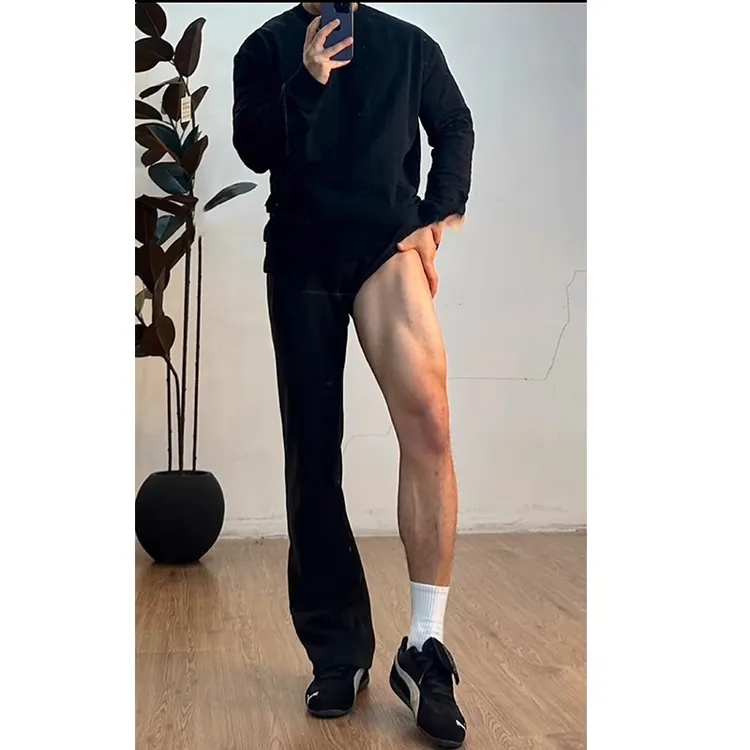 美式弯刀西裤男生显瘦秋季休闲西装裤高级感直筒cleanfit微喇裤子