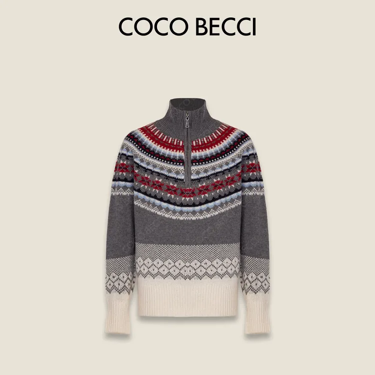 COCO BECCI【圣诞派对】100绵羊毛苏格兰费尔岛针织衫CFLJD231298