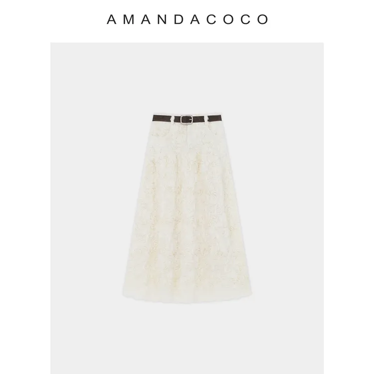 山屿雪季～25秋冬轻奢重工立体蕾丝绣花A字仙气半裙