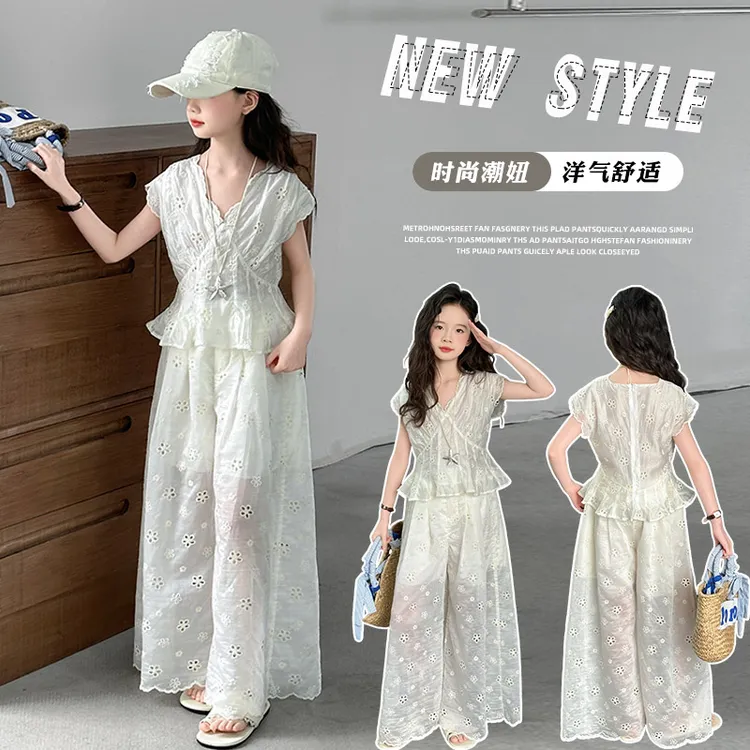 女童夏装套装2025夏季新款高级感时髦女孩中大童韩系超好看两件套