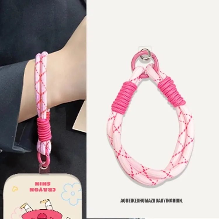 日韩ins潮款编织手工绳挂绳手腕带钥匙扣手机壳挂件撞色链条便携