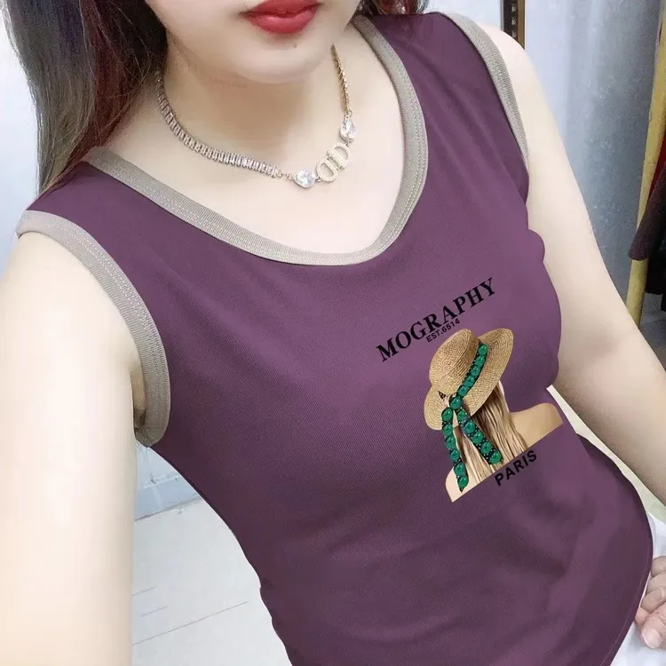 夏季新款打底衫背心圆领吊带外穿洋气宽肩修身背心夏天无袖T恤女