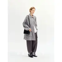 REWEAR/極简静奢 廓形插肩袖设计经典复古翻领中长款风衣女11246