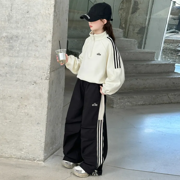 女童半拉链卫衣秋季2025新款洋气儿童时尚中大童外套卫衣学院风