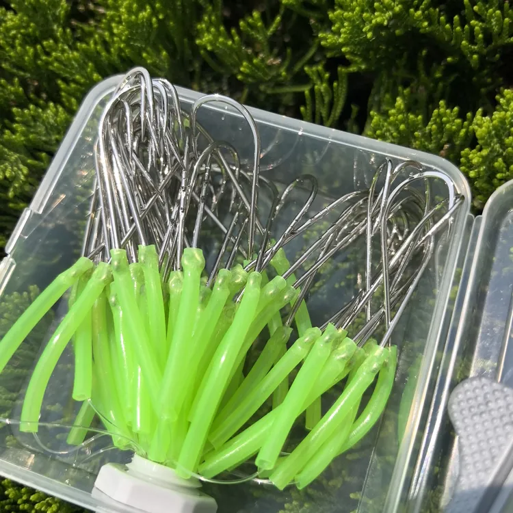 绑好直柄长柄双背刺黄姑钩皇姑鱼钩塑料桶包装白米子钩子线成品钩