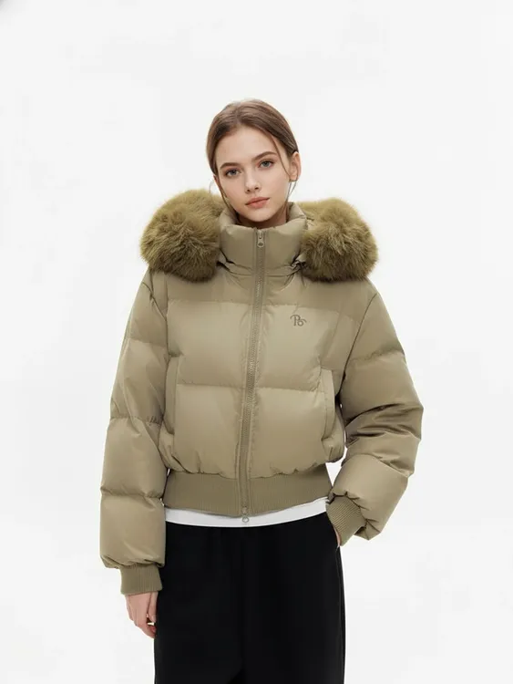 BZX0高级感大毛领白鸭绒羽绒服女冬季2025新款加厚保暖短款外套