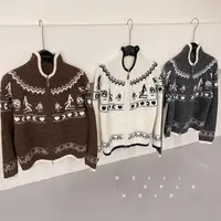 zizi@18963 复古费尔岛提花拉链毛衣外套 9-19