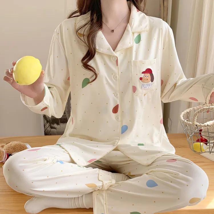 【纯棉-带胸垫】月子服秋冬产后哺乳喂奶孕妇睡衣长袖家居服套装春