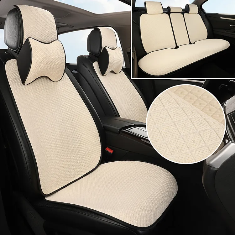 新款汽车坐垫冬季高级感亚麻座垫半包四季通用简约透气防滑座椅套
