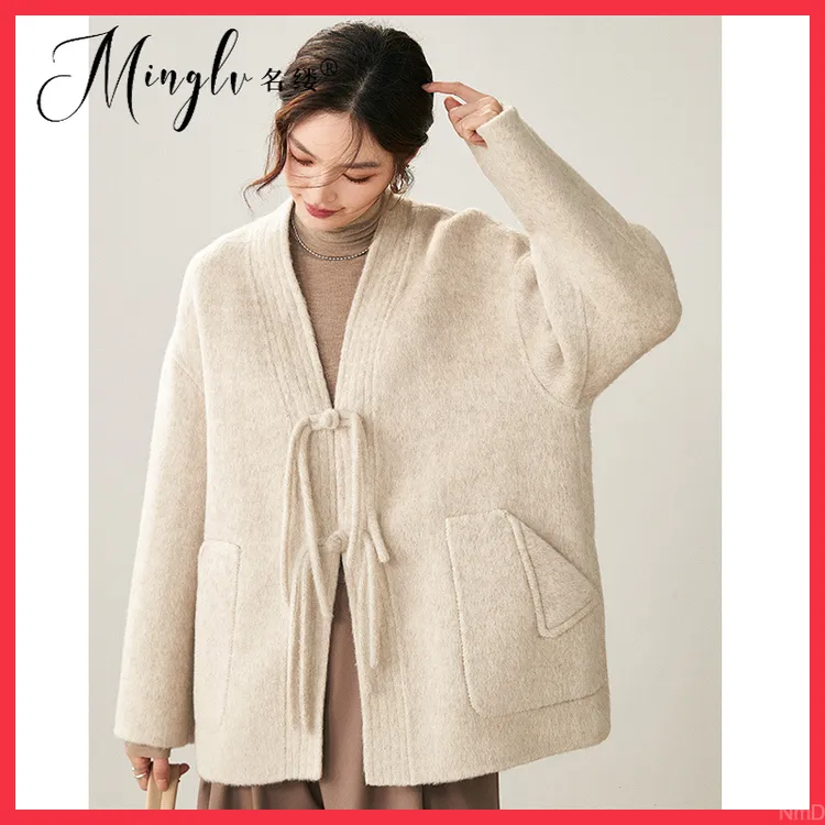 国风新款毛呢外套新中式2025短款大衣女冬优雅双面复古宽松小个子