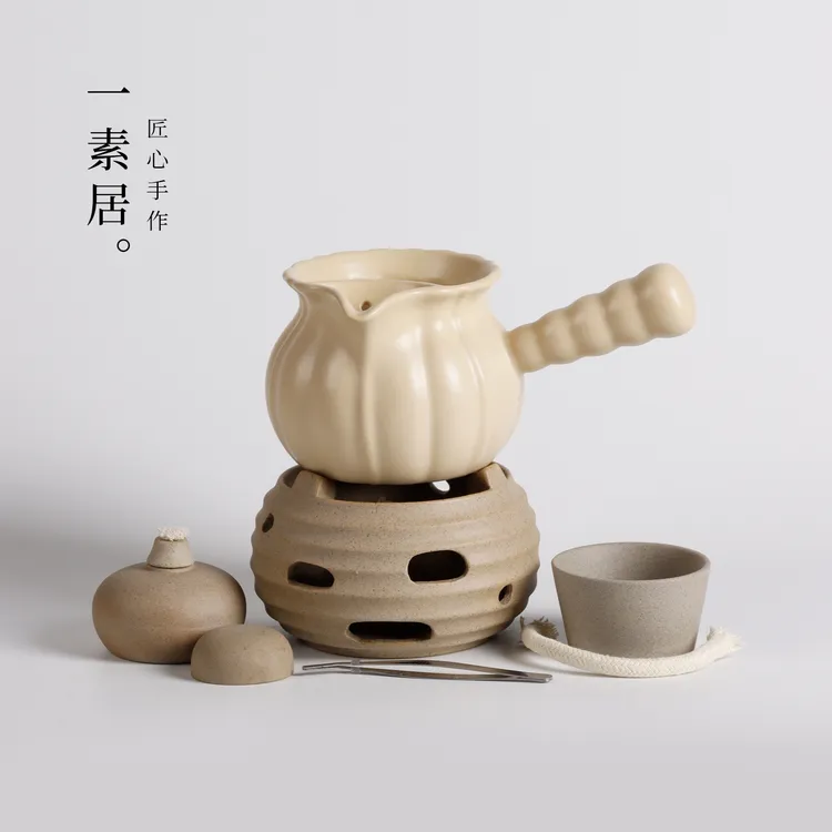 玉瓜罐罐酒精煮茶器家用陶罐奶茶壶室内围炉煮茶套装陶泥温茶炉子