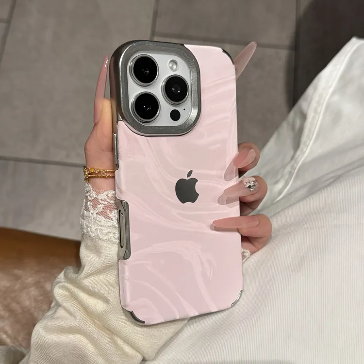 新款电镀绒布水波纹适用iPhone17promax手机壳16苹果15简约14创意