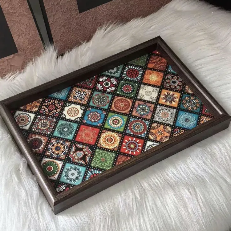 【新疆包邮】波西米亚风托盘异域客厅桌面收纳收拾收纳玄关家用木质