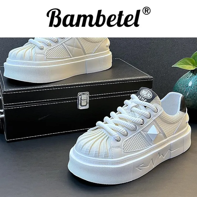 Bambetel网面小白鞋男夏季透气休闲鞋韩版潮流白色板鞋贝壳头百搭