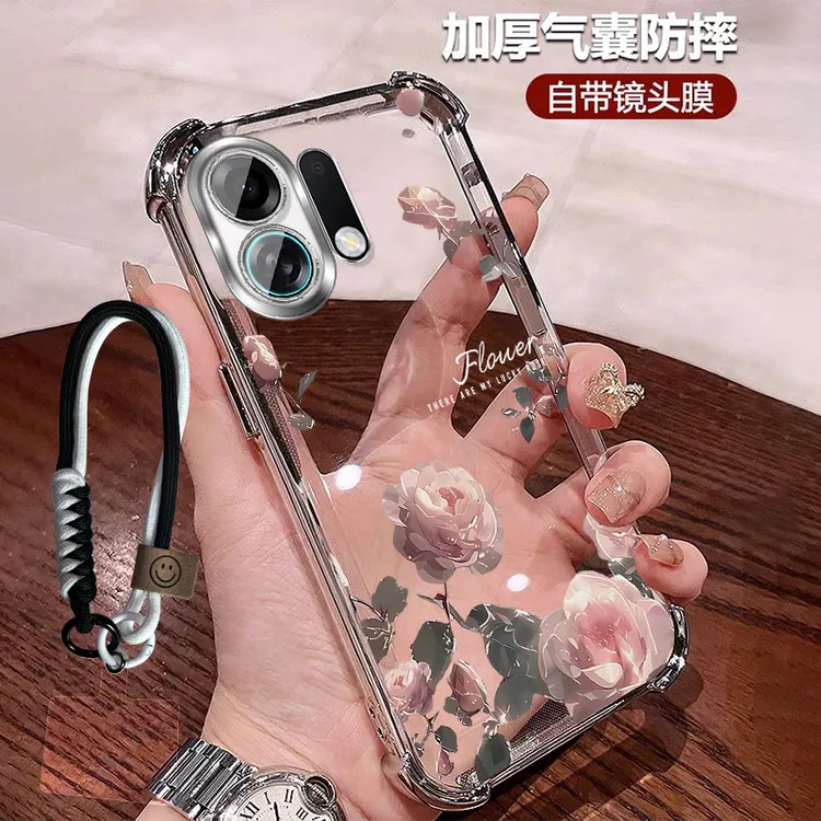 小众玫瑰花适用oppok13turbopro手机壳气囊防摔K13Turbo 带镜头膜