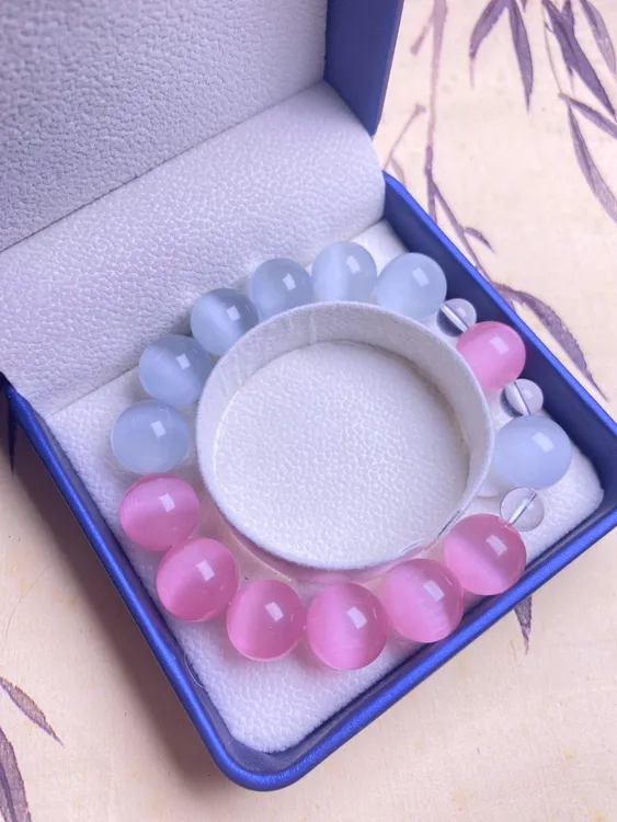 粉白猫眼14mm手串发一条D07
