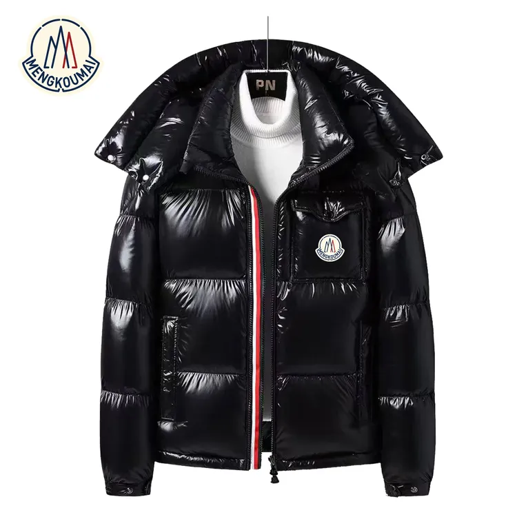 蒙口迈彩虹条羽绒服男女短款2025冬季新款加厚保暖黑金鹅绒服外套