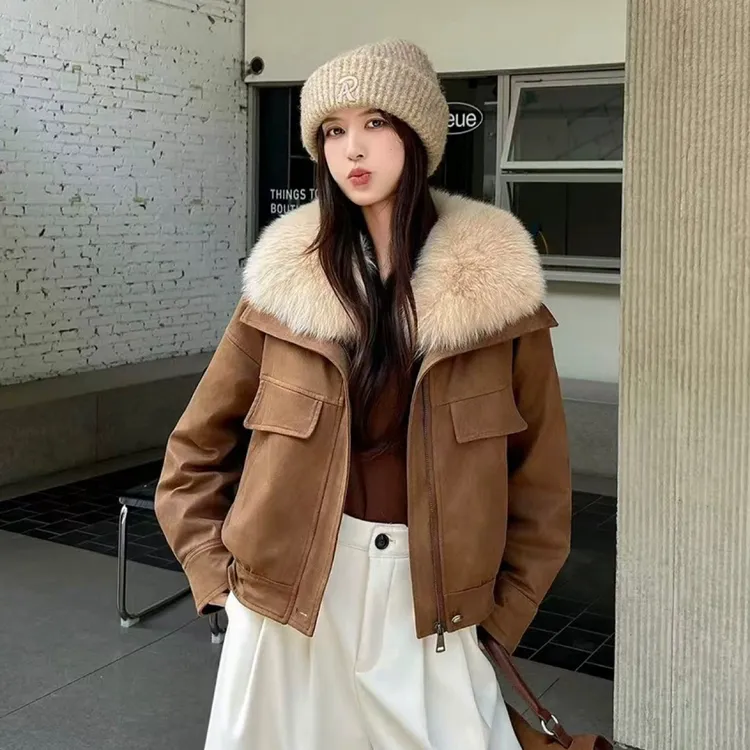 （毛领可拆卸）冬季短款加绒厚时尚韩系气质百搭保暖外套女韩版12