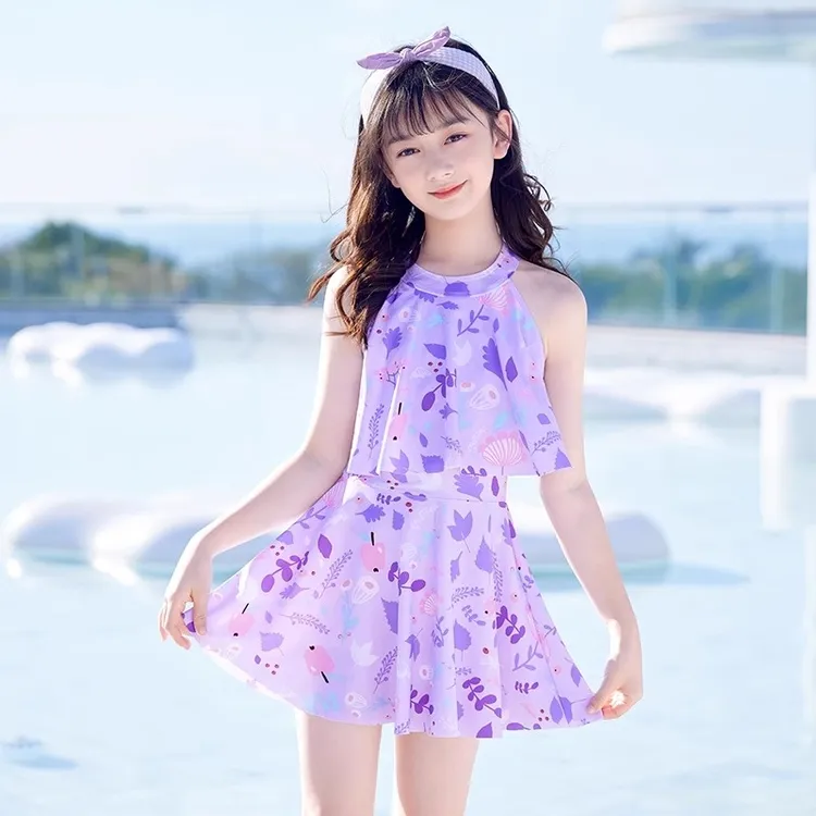 儿童泳衣女孩2025新款中大童女童宝宝连体甜美泡温泉速干泳装