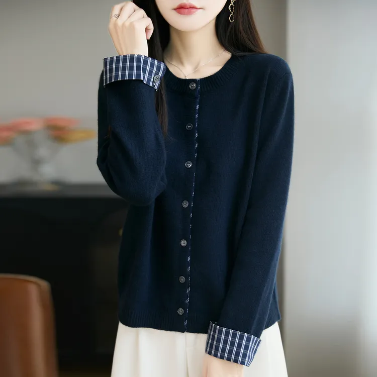 哥弟阿玛施正品早秋新款长袖毛针织开衫女时尚洋气宽松外套上衣女