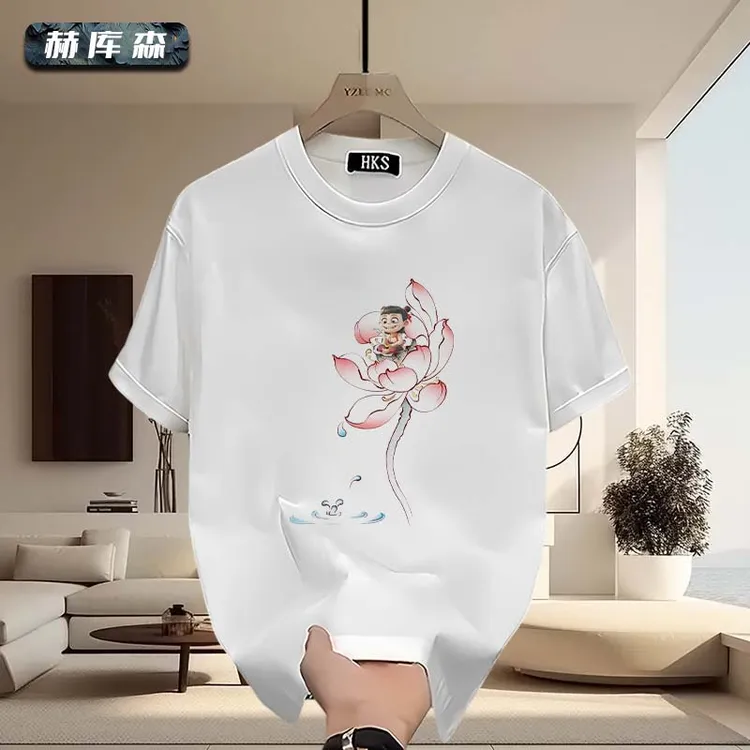 町熙格夏季新款100%纯棉男款T恤潮流时尚宽松休闲百搭短袖Ins上衣