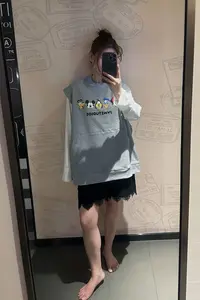2025新款欧货欧版卫衣毛巾圈品质阔版宽松卡通前后印花背心卫衣